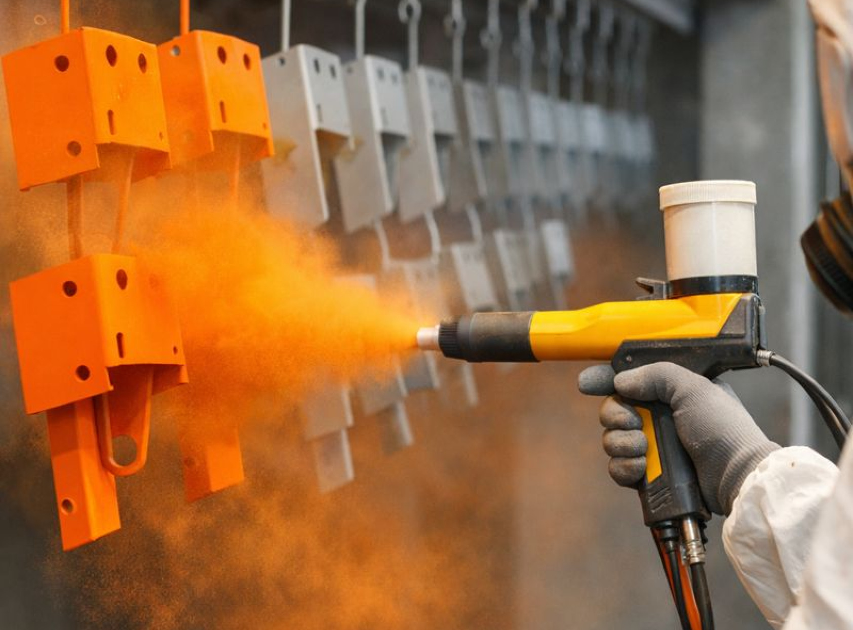 Powder coating and wet painting